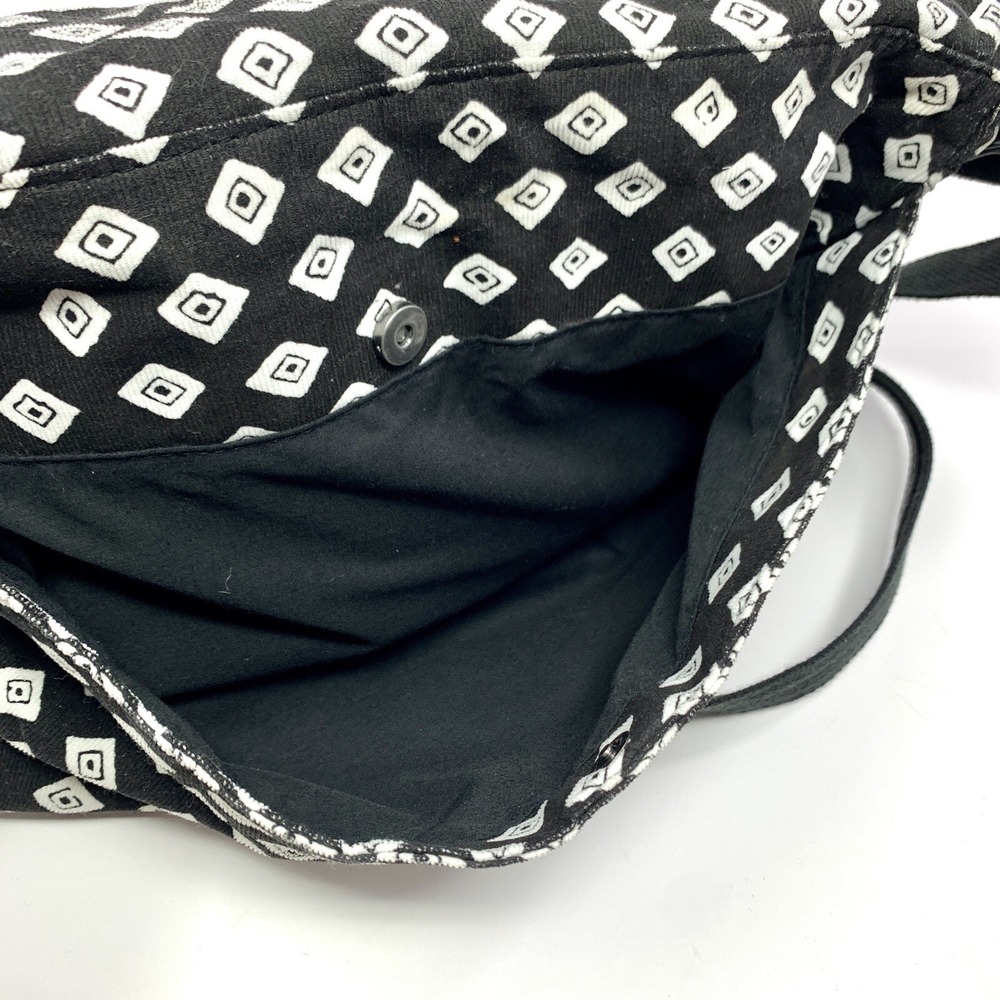 Volcom Cruz Messenger Shoulder Bag Purse Black & White Diamond Corduroy - Picture 5 of 16